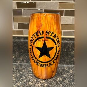 Woodgrain 25 oz Barrel Tumbler with Clear Lid  Texas Border Control